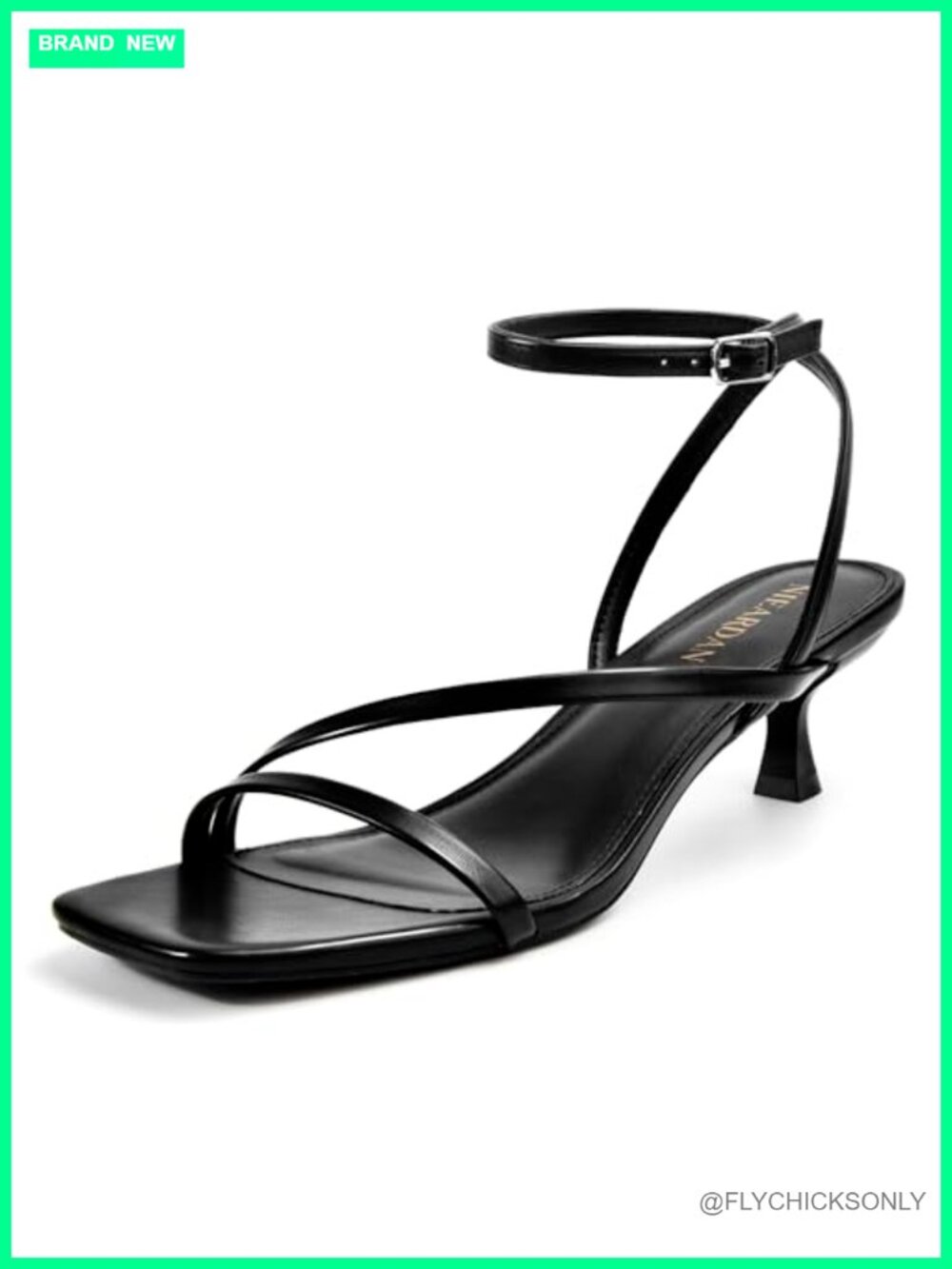 Kitten Heel Sandals Square Open Toe Ankle Buckle Dress Sandals